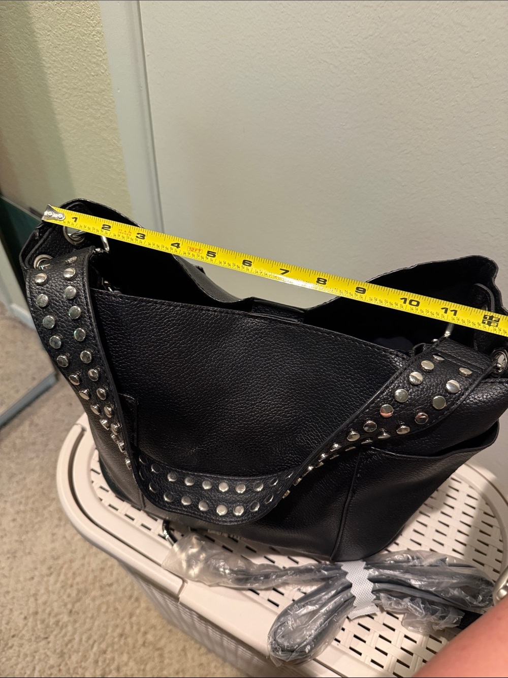 Steve Madden Black Studded Shoulder Tote - Picture 11 of 11
